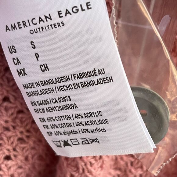 American Eagle Lightweight Open Knit Dusty Rose Long Sleeve Top/ Sweater Small - Picture 7 of 7